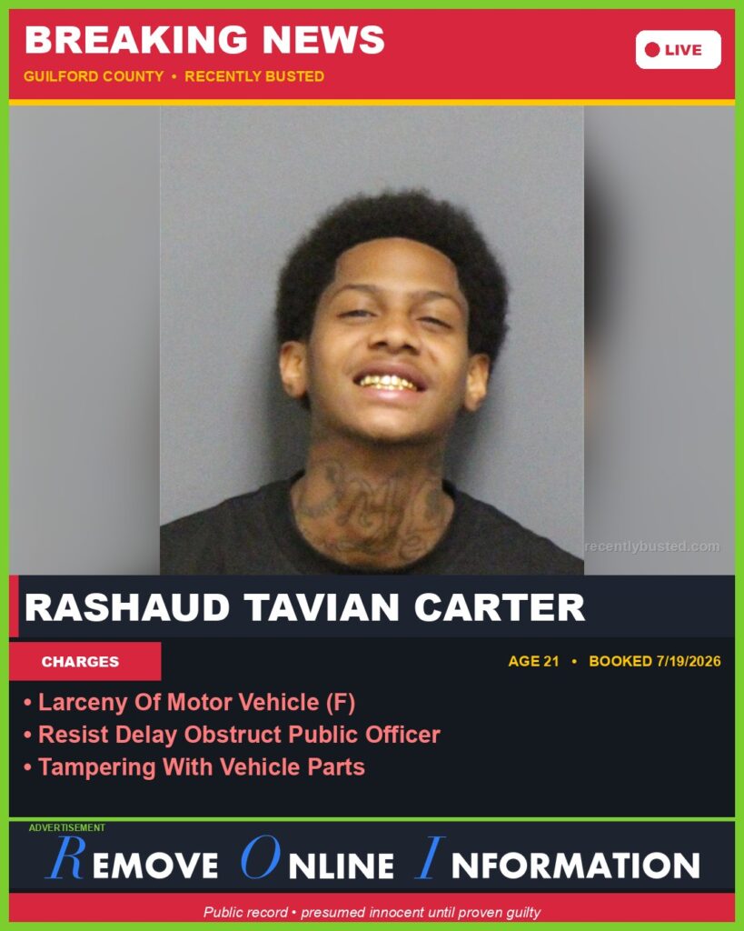 Booking photo of RASHAUD TAVIAN CARTER
