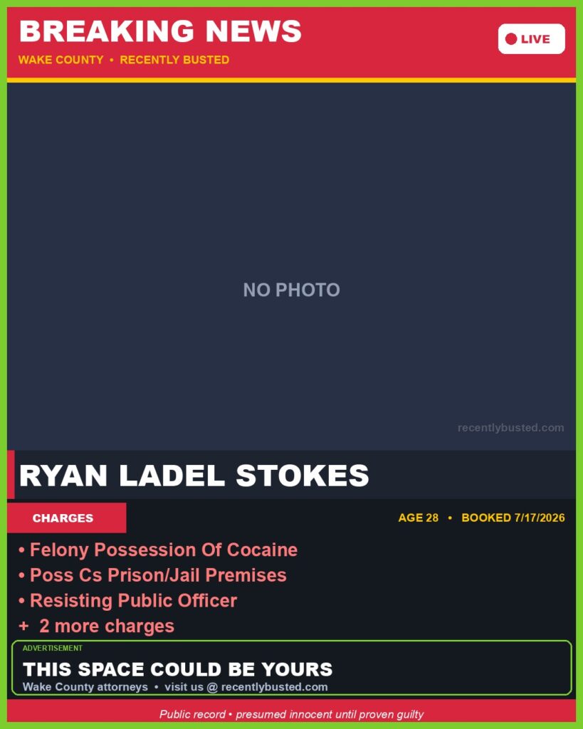 Booking photo of RYAN LADEL STOKES