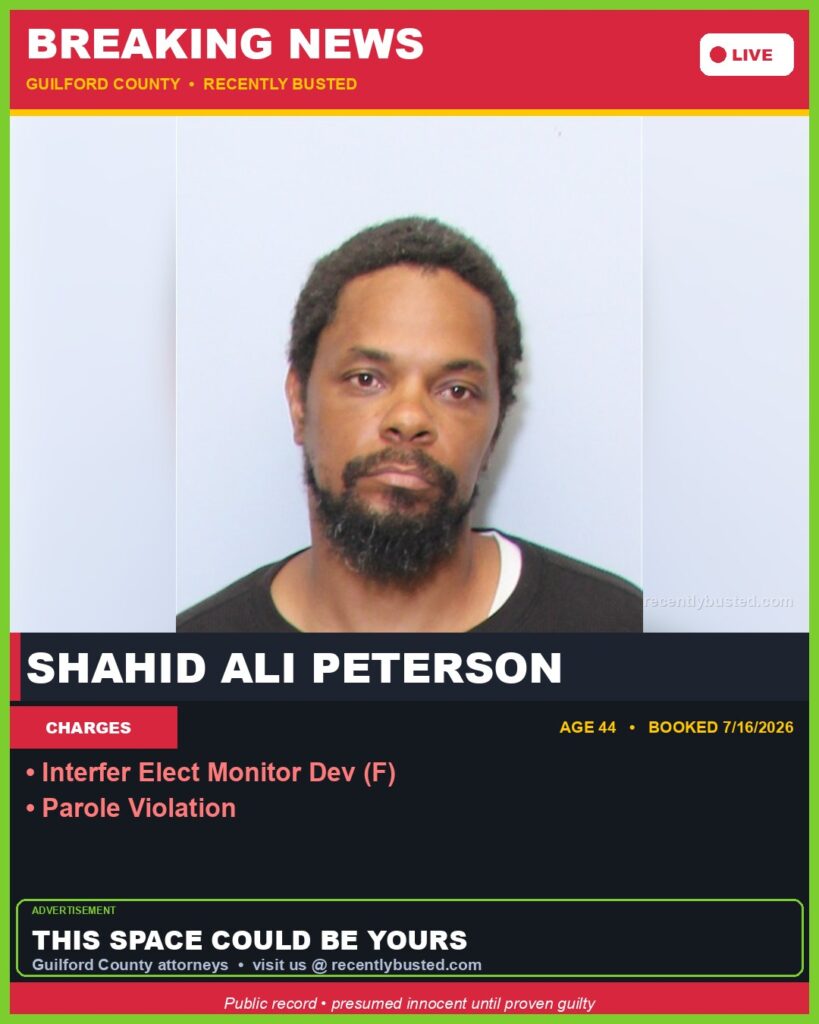 Booking photo of SHAHID ALI PETERSON