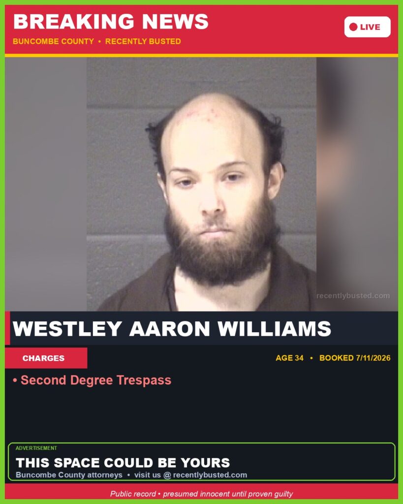 Booking photo of WESTLEY AARON WILLIAMS