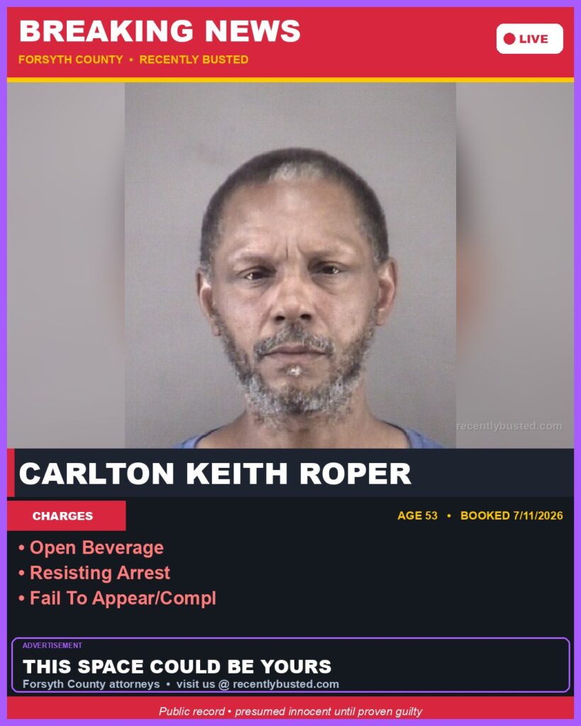 Booking photo of CARLTON KEITH ROPER