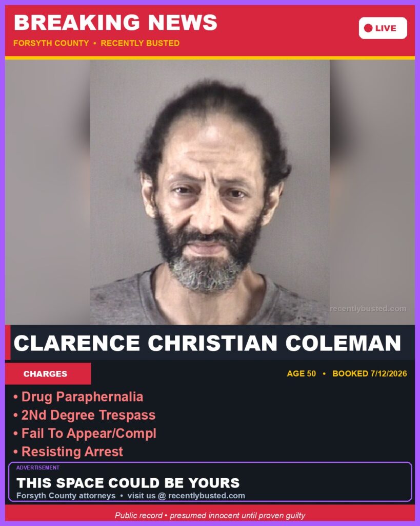 Booking photo of CLARENCE CHRISTIAN COLEMAN