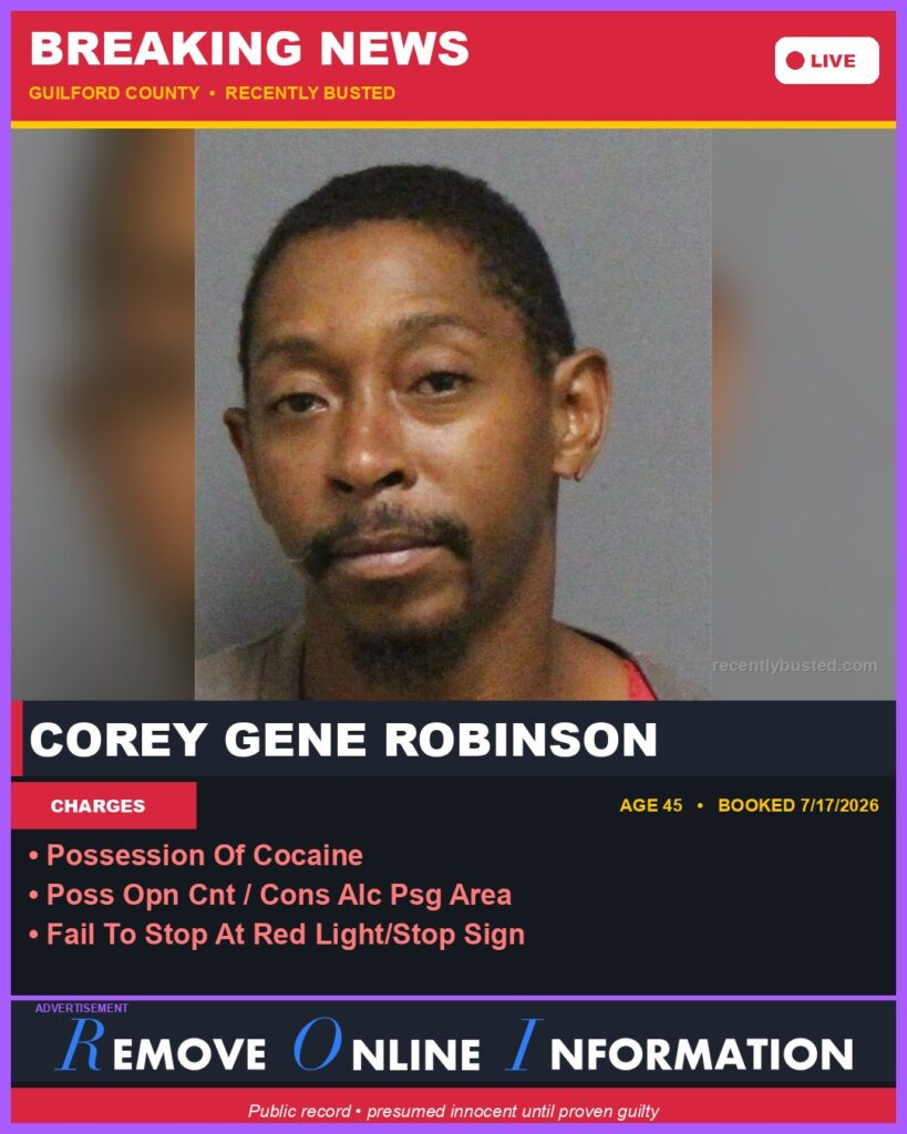 Booking photo of COREY GENE ROBINSON