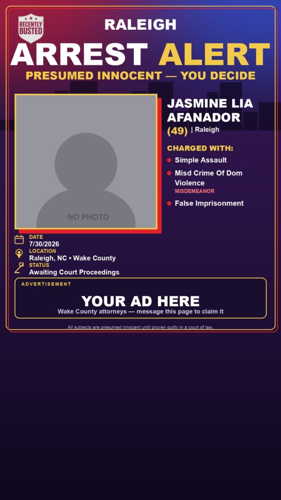 Arrest report - JASMINE LIA AFANADOR