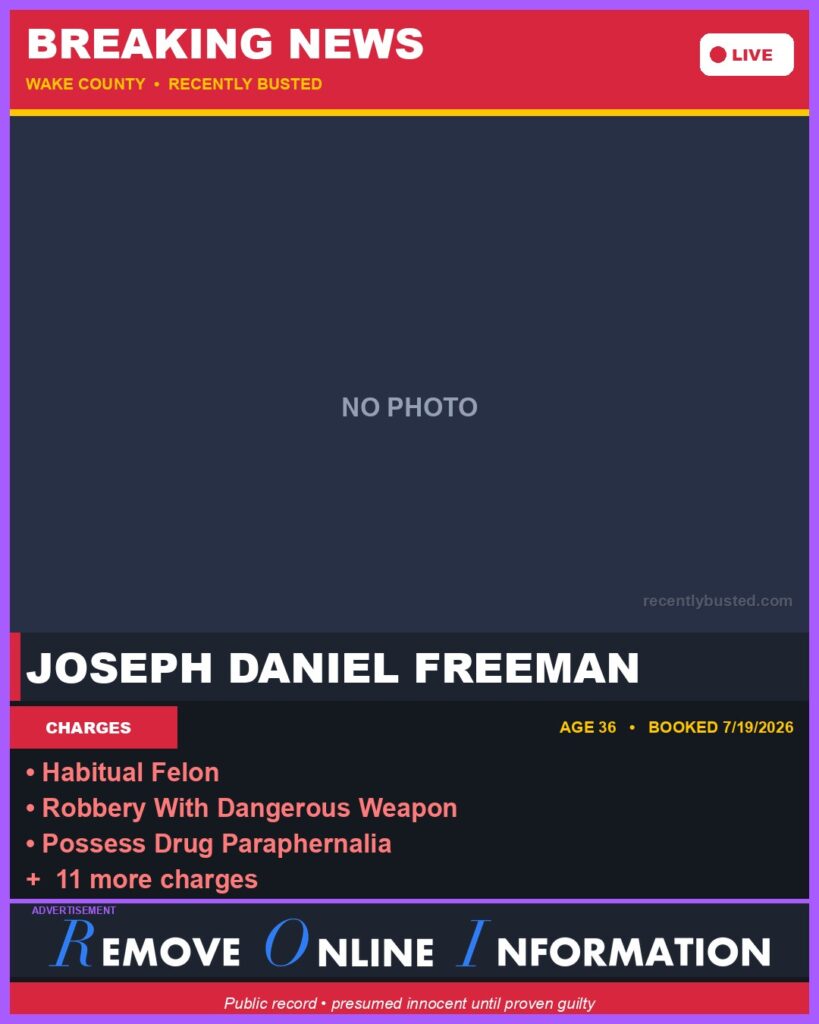 Booking photo of JOSEPH DANIEL FREEMAN