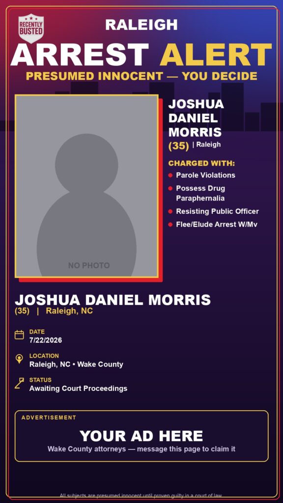 Booking photo of JOSHUA DANIEL MORRIS