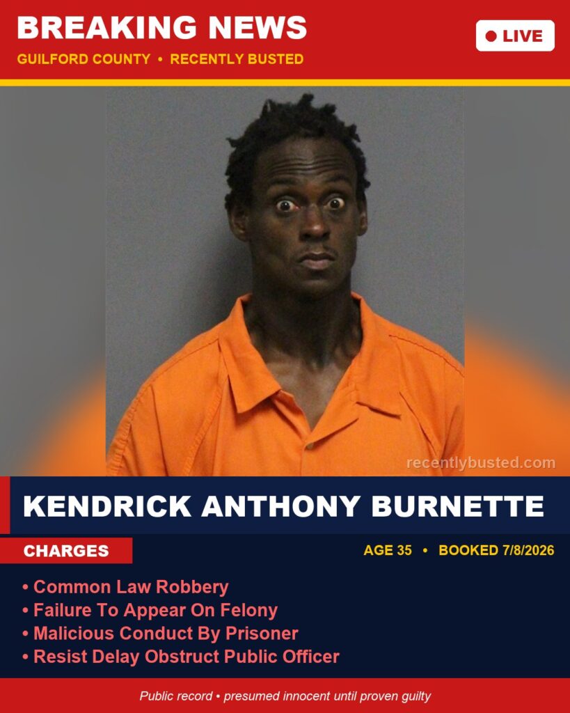 Booking photo of KENDRICK ANTHONY BURNETTE