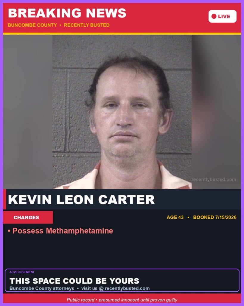 Booking photo of KEVIN LEON CARTER