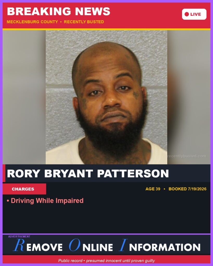 Booking photo of RORY BRYANT PATTERSON