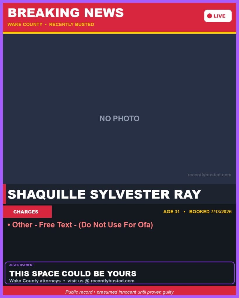 Booking photo of SHAQUILLE SYLVESTER RAY
