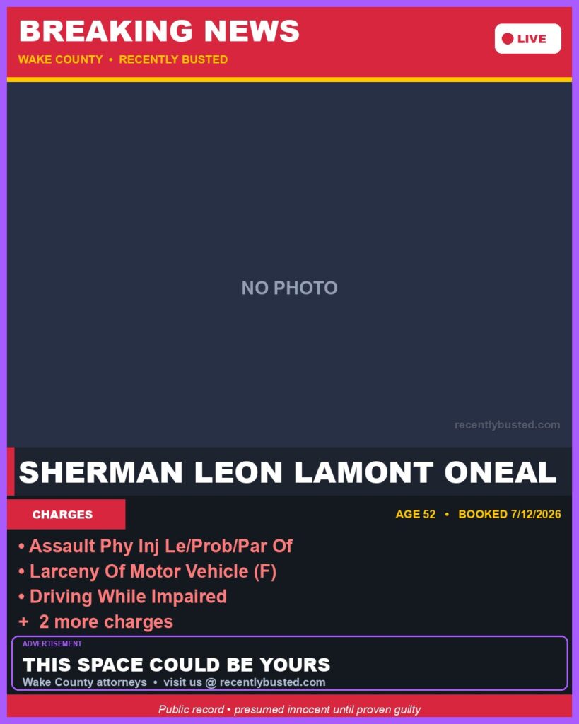 Booking photo of SHERMAN LEON LAMONT ONEAL
