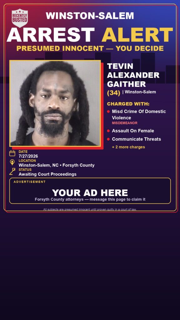 Booking photo of TEVIN ALEXANDER GAITHER