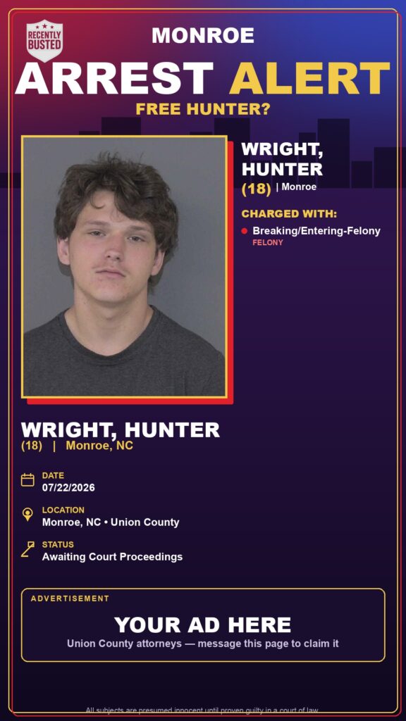 Booking photo of WRIGHT, HUNTER