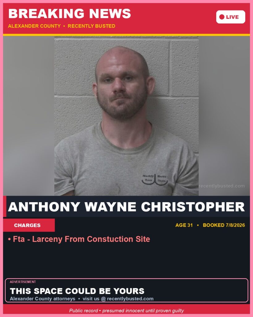 Booking photo of ANTHONY WAYNE CHRISTOPHER
