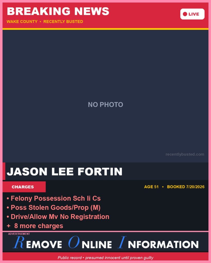 Booking photo of JASON LEE FORTIN