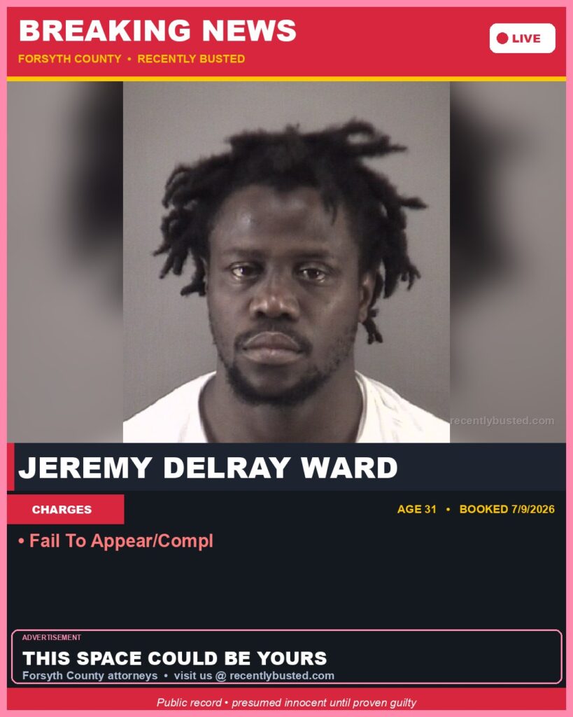 Booking photo of JEREMY DELRAY WARD