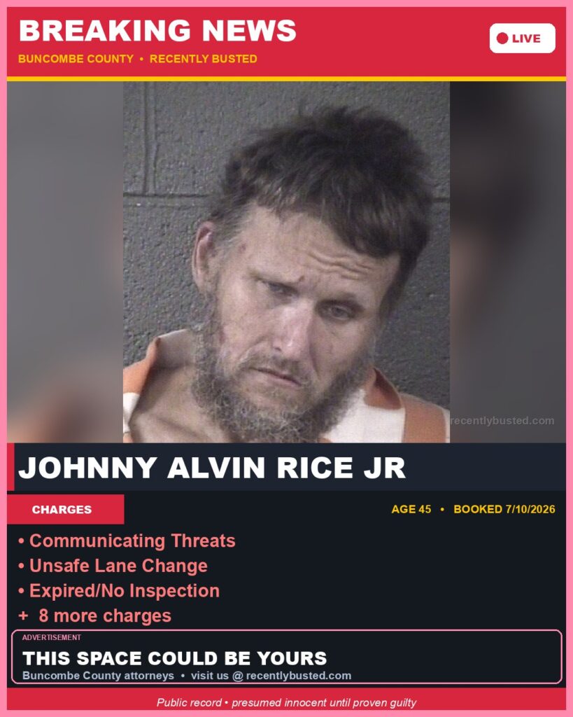 Booking photo of JOHNNY ALVIN RICE JR