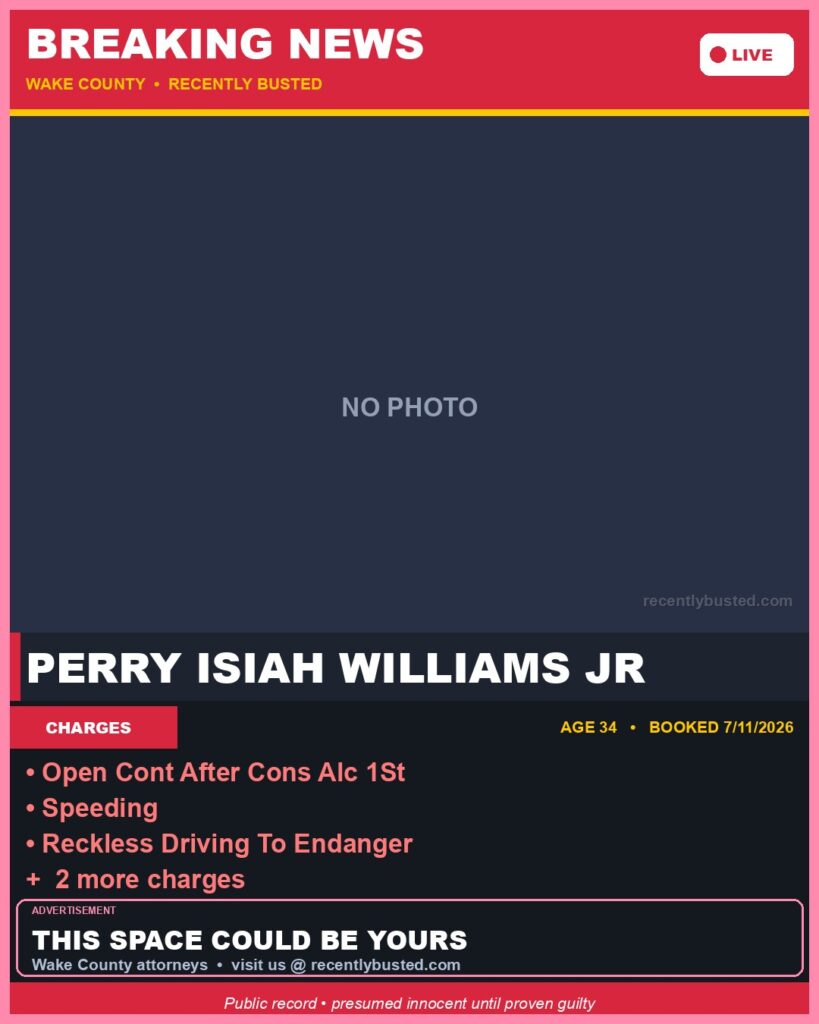 Booking photo of PERRY ISIAH WILLIAMS JR