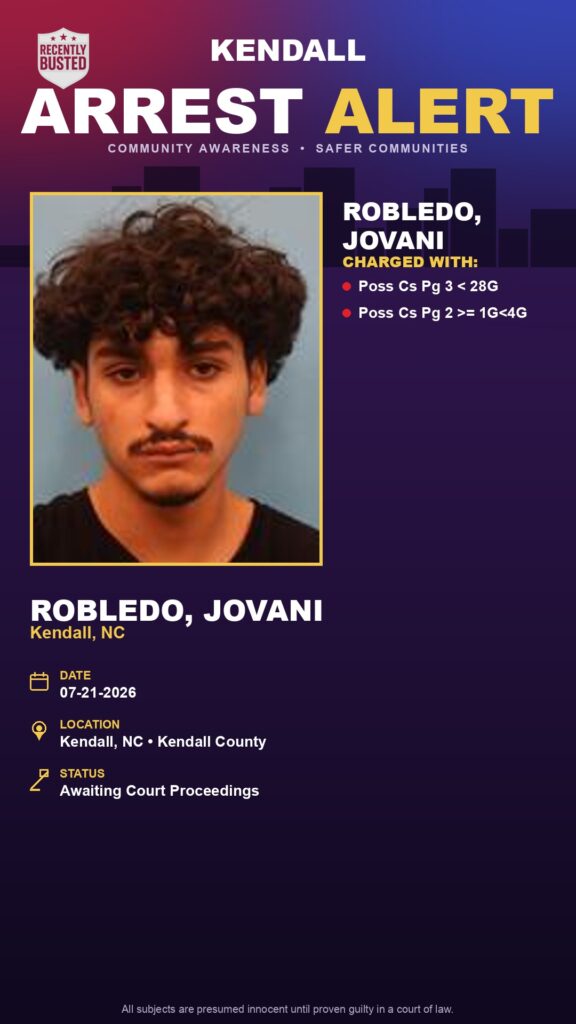 Booking photo of Robledo, Jovani