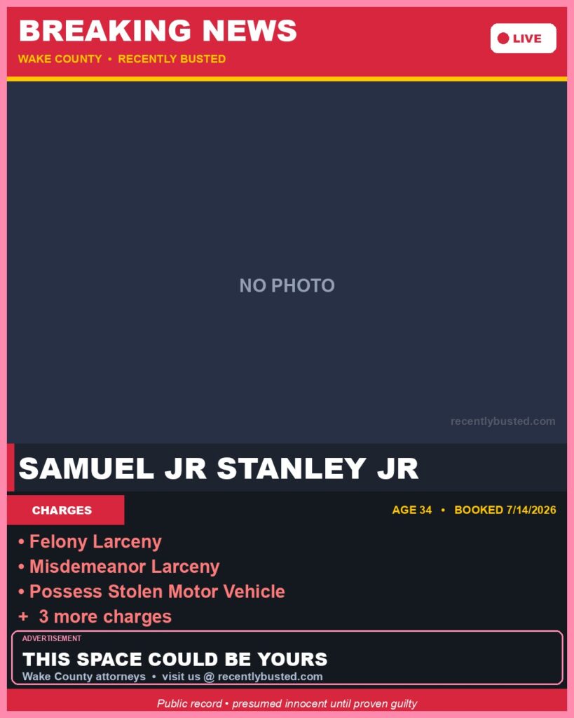 Booking photo of SAMUEL JR STANLEY JR