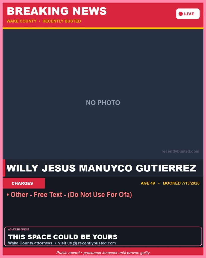 Booking photo of WILLY JESUS MANUYCO GUTIERREZ