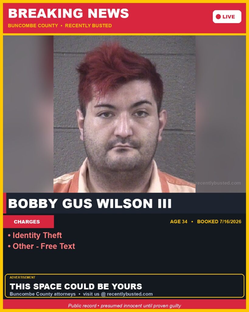 Booking photo of BOBBY GUS WILSON III