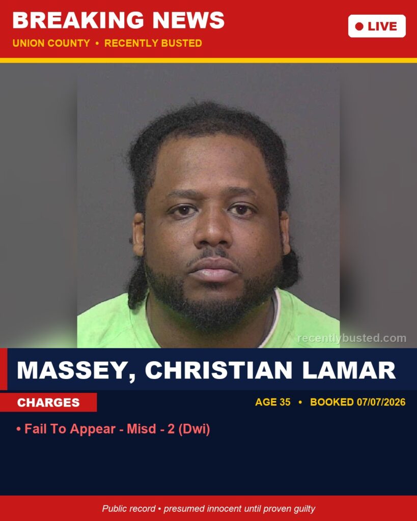 Booking photo of MASSEY, CHRISTIAN LAMAR