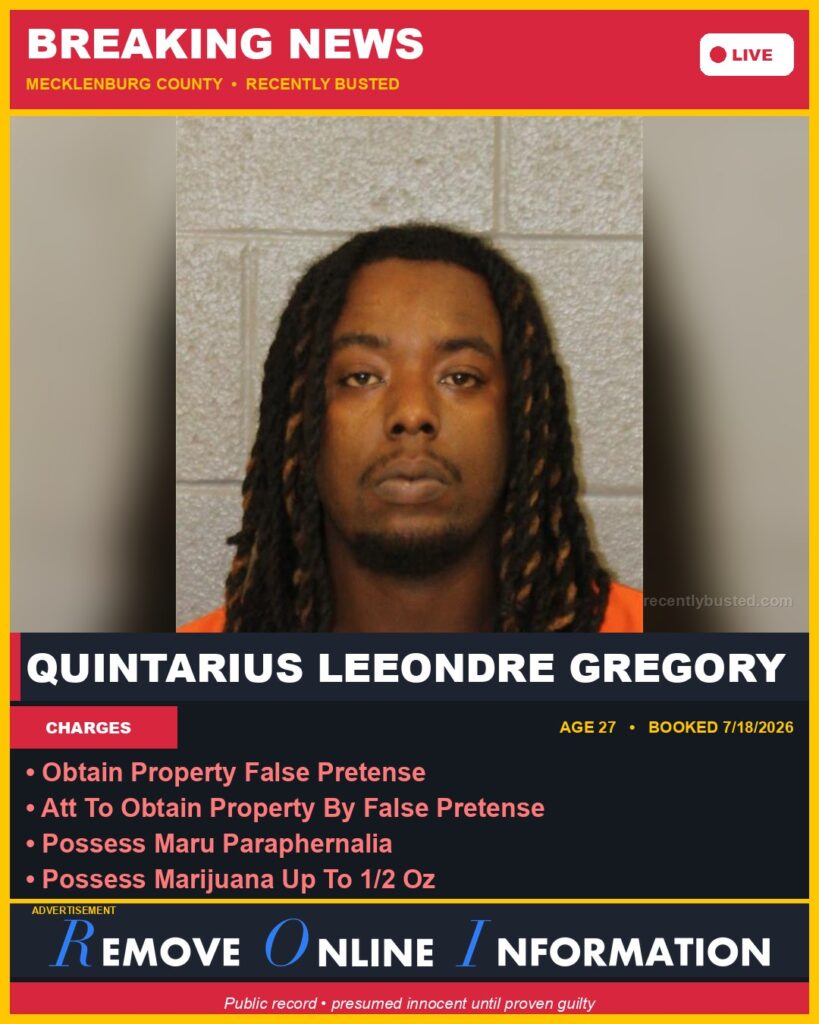 Booking photo of QUINTARIUS LEEONDRE GREGORY