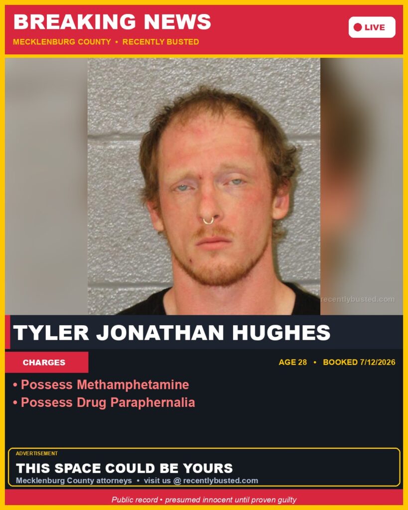 Booking photo of TYLER JONATHAN HUGHES