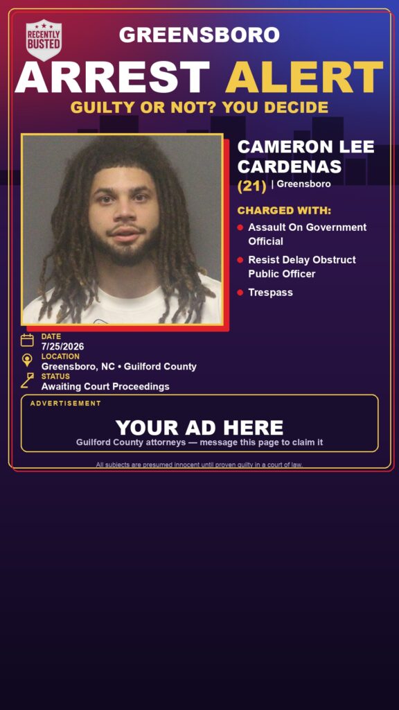 Booking photo of CAMERON LEE CARDENAS
