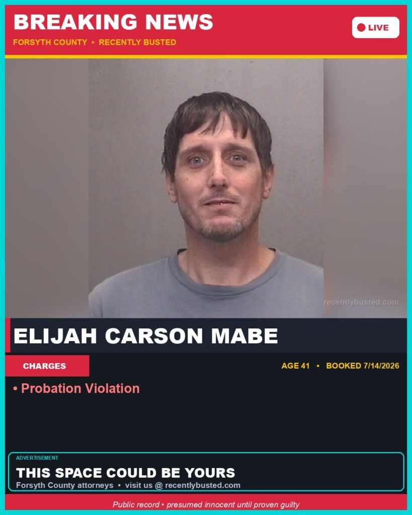 Booking photo of ELIJAH CARSON MABE