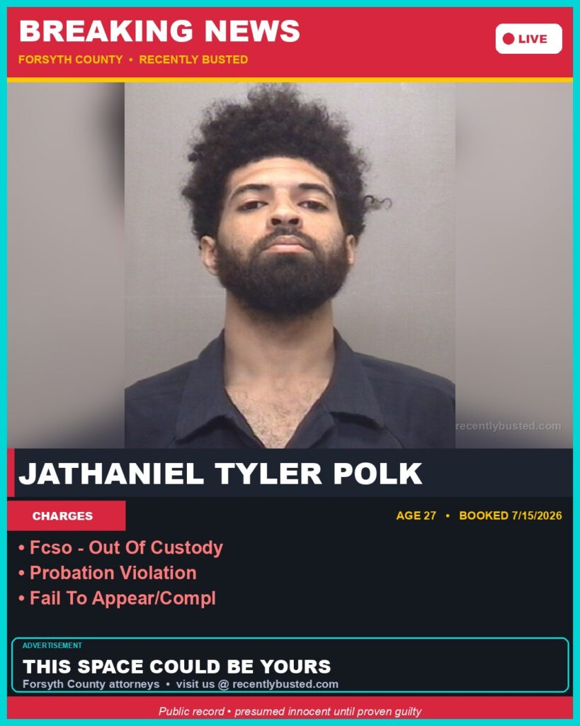 Booking photo of JATHANIEL TYLER POLK