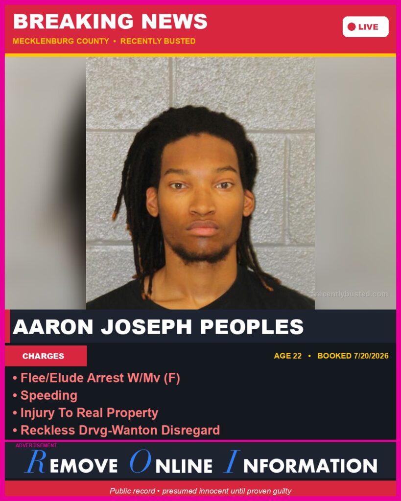 Booking photo of AARON JOSEPH PEOPLES