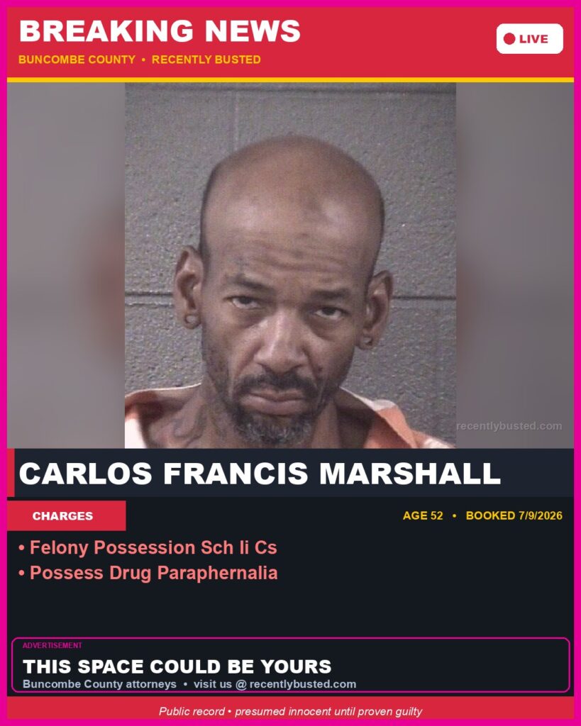 Booking photo of CARLOS FRANCIS MARSHALL