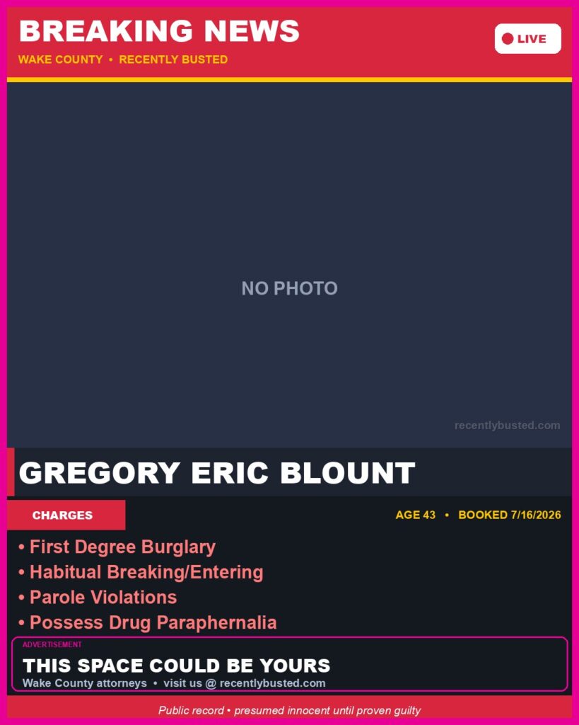Booking photo of GREGORY ERIC BLOUNT