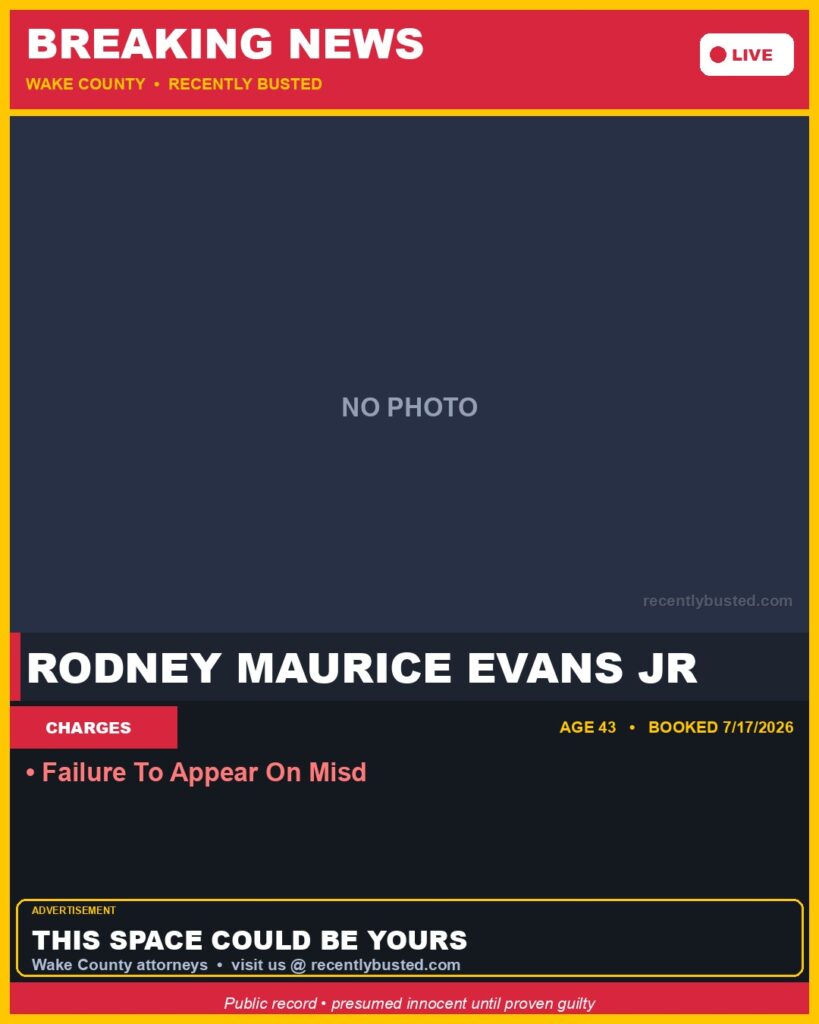 Booking photo of RODNEY MAURICE EVANS JR