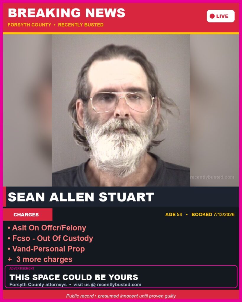 Booking photo of SEAN ALLEN STUART