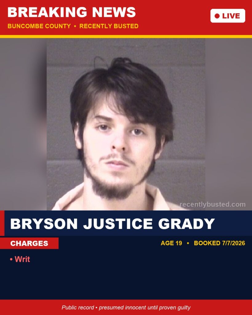 Booking photo of BRYSON JUSTICE GRADY