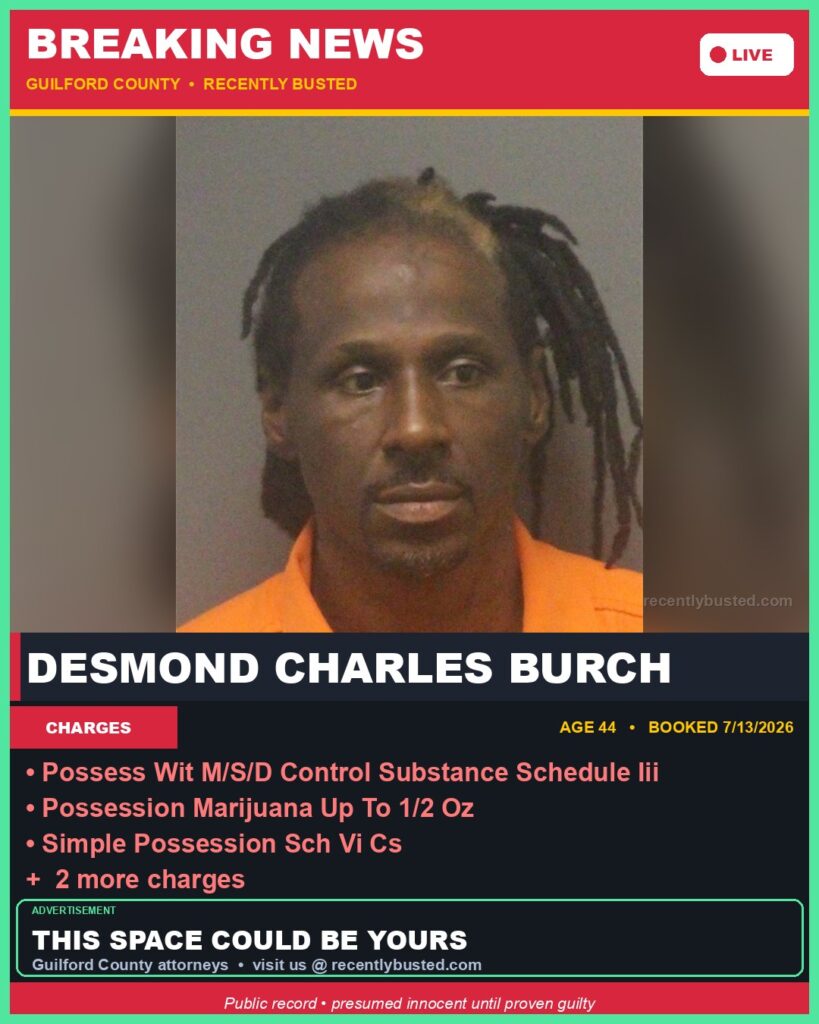 Booking photo of DESMOND CHARLES BURCH