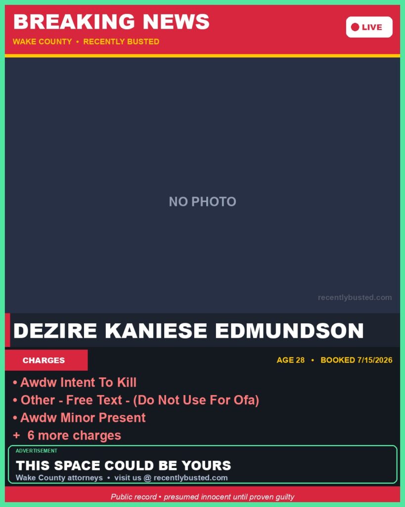 Booking photo of DEZIRE KANIESE EDMUNDSON