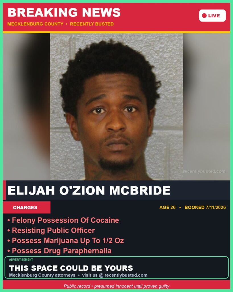 Booking photo of ELIJAH O'ZION MCBRIDE