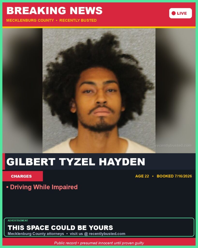 Booking photo of GILBERT TYZEL HAYDEN