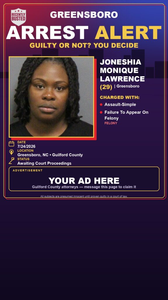 Booking photo of JONESHIA MONIQUE LAWRENCE