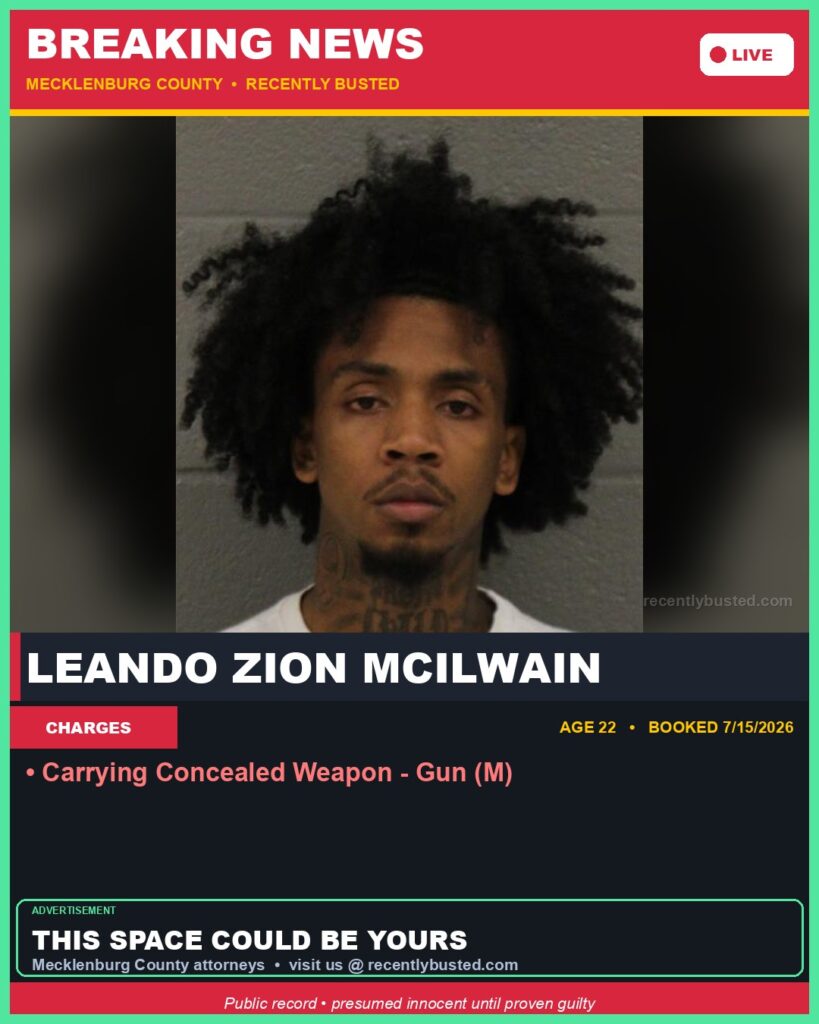 Booking photo of LEANDO ZION MCILWAIN