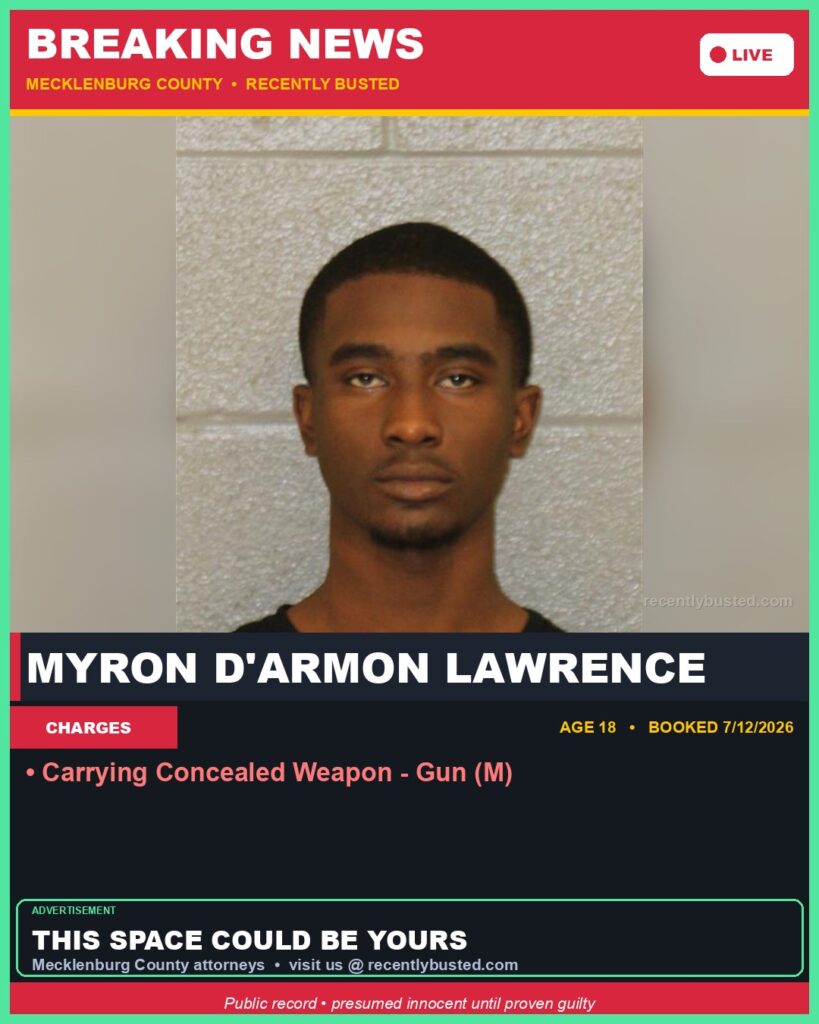 Booking photo of MYRON D'ARMON LAWRENCE