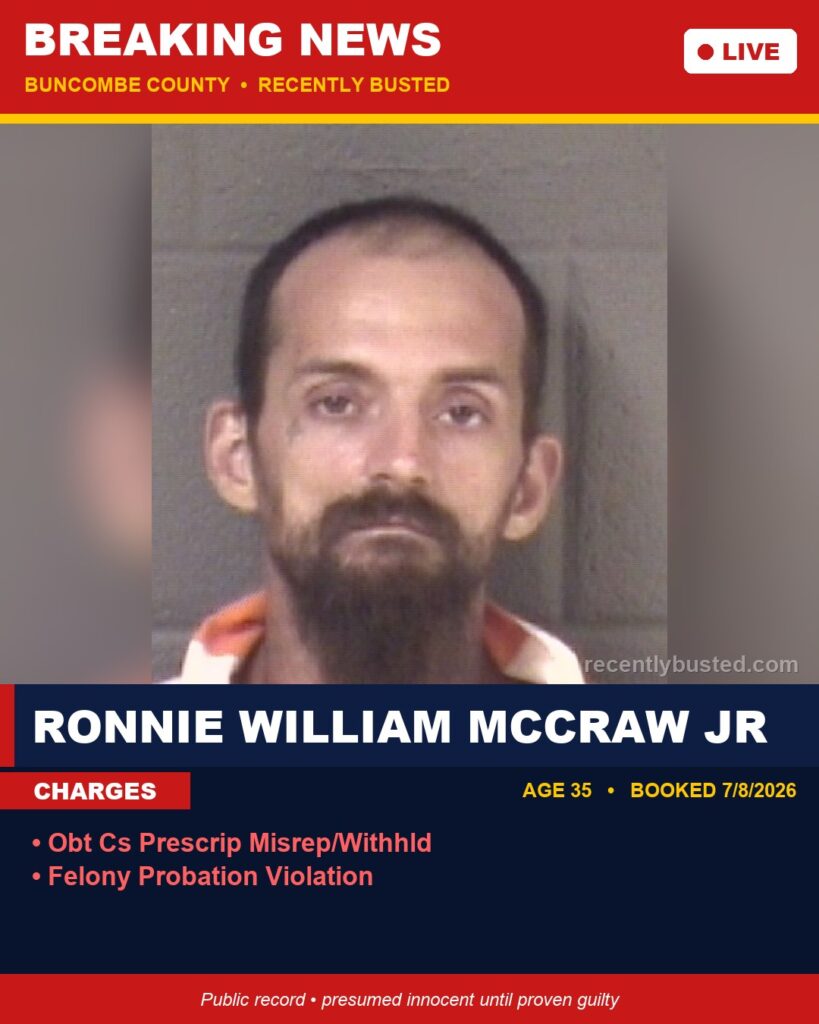 Booking photo of RONNIE WILLIAM MCCRAW JR