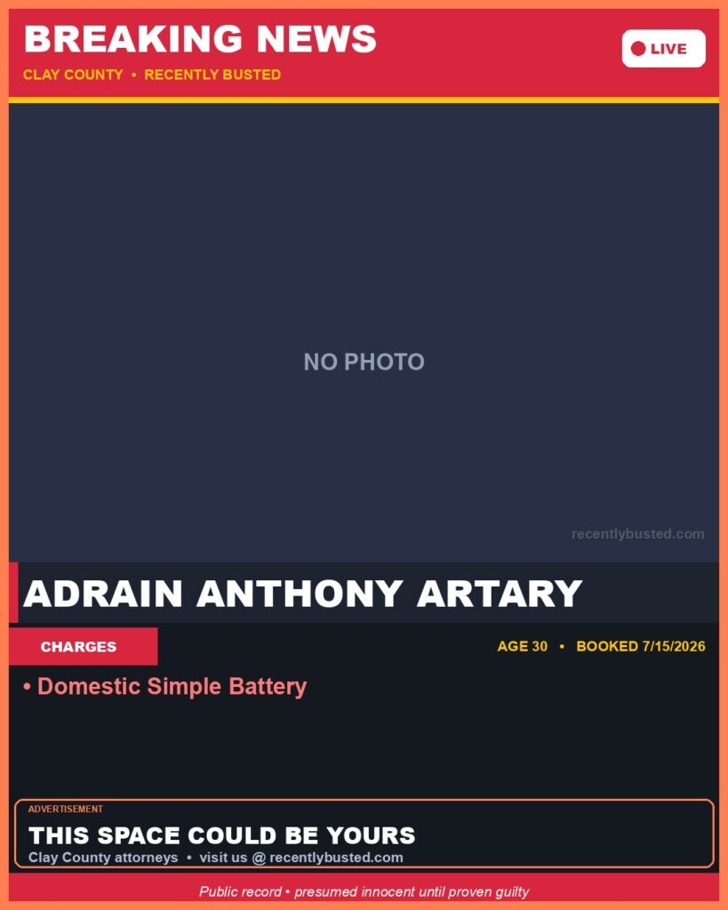Booking photo of ADRAIN ANTHONY ARTARY