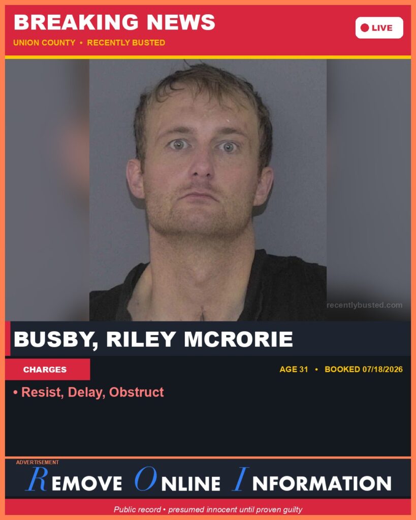 Booking photo of BUSBY, RILEY MCRORIE