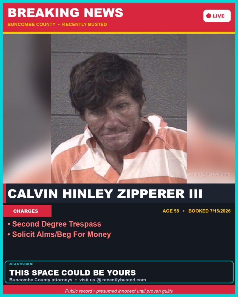 Booking photo of CALVIN HINLEY ZIPPERER III