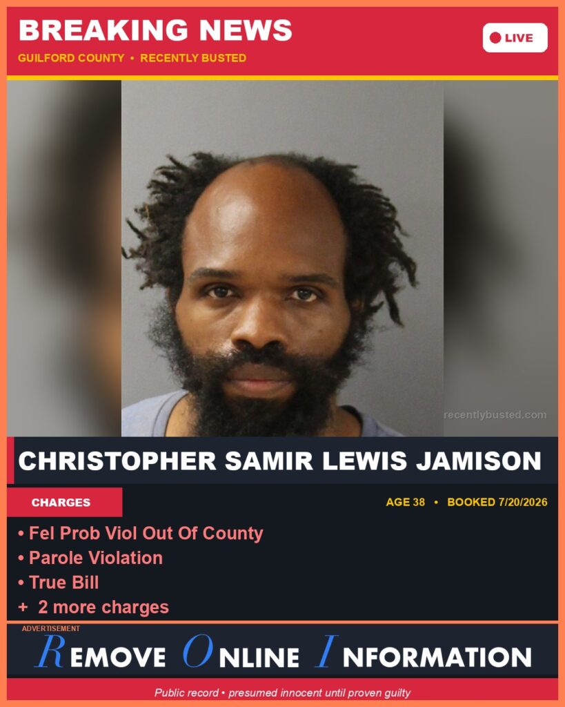 Booking photo of CHRISTOPHER SAMIR LEWIS JAMISON